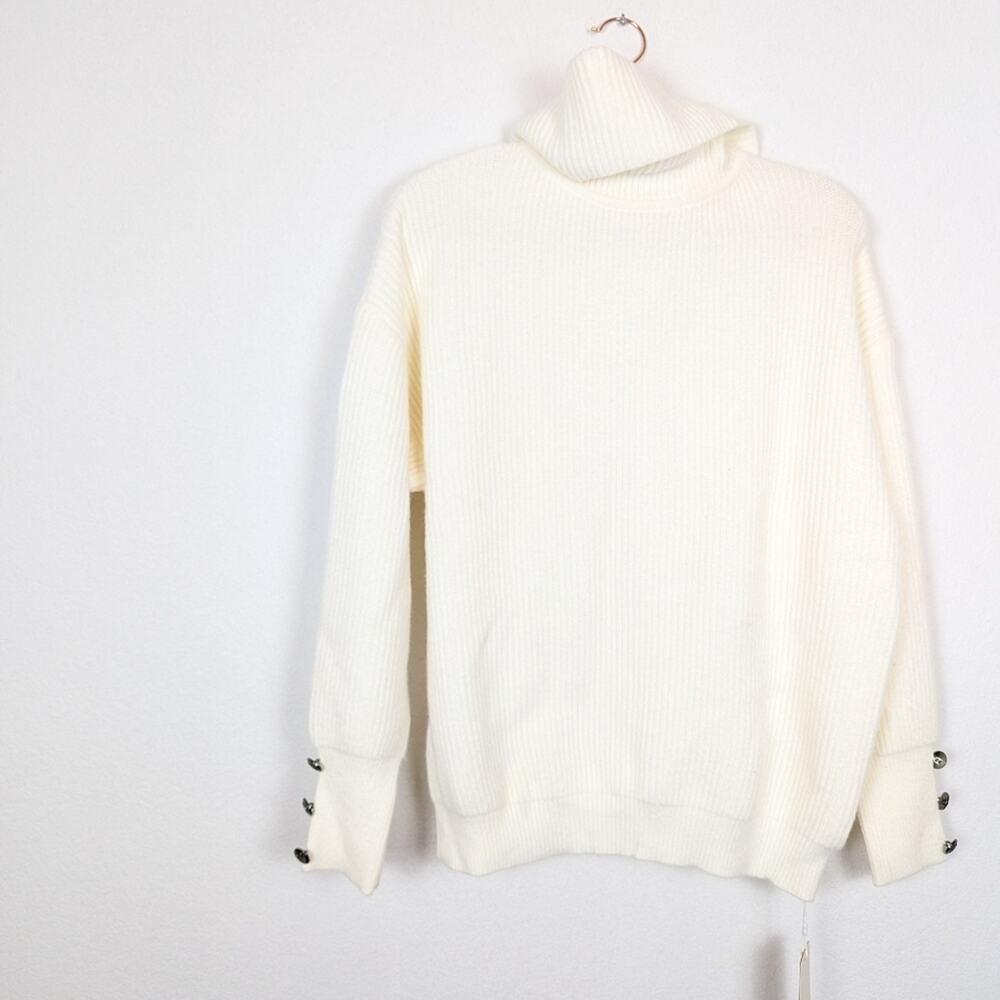 Tendency Turtleneck Sweater XL Cream Ribbed Knit Cozy Minimalist NWT - Picture 3 of 8